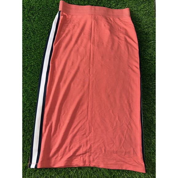 Tommy Hilfiger Women's M Coral Pink Midi Pencil Skirt With Side Stripes - Picture 4 of 4